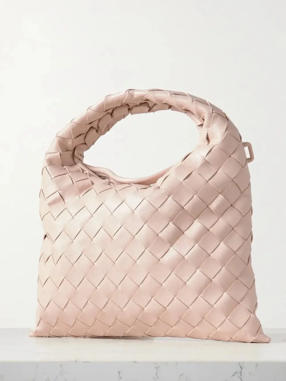 Bottega Veneta Mini Hop Intrecciato Leather Shoulder Bag Pink Crossbody NWT